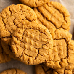Delight in peanut butter goodness with these 4 Ingredient Peanut Butter Cookies. They are soft chewy cookies that come together in only 20 minutes and can be made from ingredients you likely already have in your kitchen!