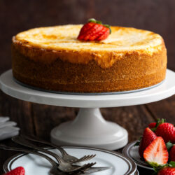 This Creme Brulee Cheesecake is a thick and creamy cheesecake wrapped up in a homemade graham cracker crust and topped with a hard caramel shell.