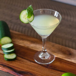This Cucumber Martini recipe is composed of fresh cucumbers, lime juice, and basil leaves to create a crisp and flavor-packed cocktail!