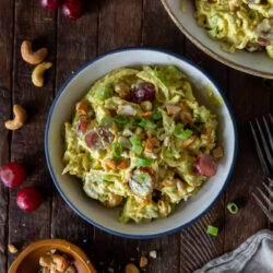 Curry Chicken Salad served on a bowl.
