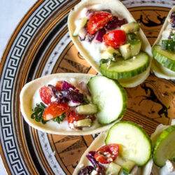 Greek Salsa Bites on a plate.