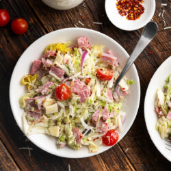 Dive into this flavor packed Grinder Salad. Everything you love in a Grinder Sandwich wrapped up in a beautiful salad that comes together in only 15 minutes!