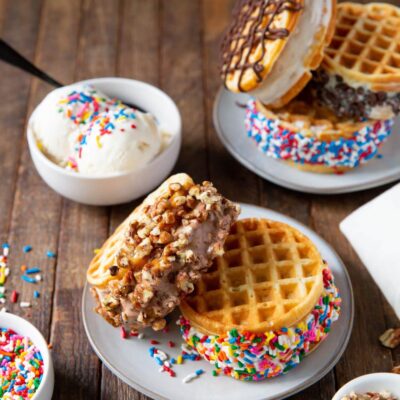 Homemade waffle ice cream sandwiches