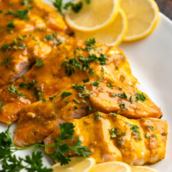 Dive into this Honey Mustard Salmon recipe. It's the perfect balance of sweet and tangy flavors and comes together in 35 minutes!