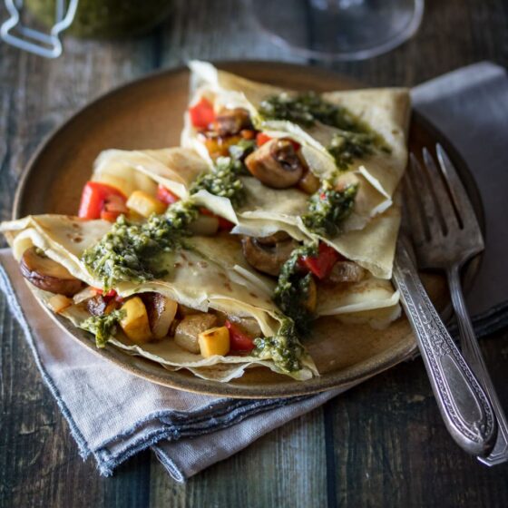 Savory Crepes with Chimichurri Sauce