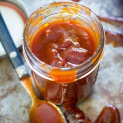 Homemade BBQ sauce in a jar.