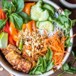 Vietnamese noodle salad on a plate.